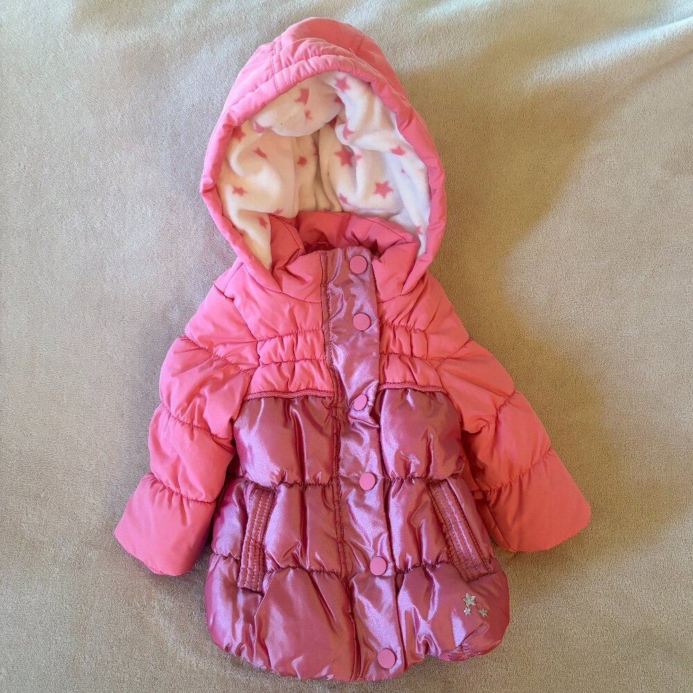 OshKosh B'Gosh Girl's  Winter Puffer Jacket Size 18Mth  in color Two-tone PINK